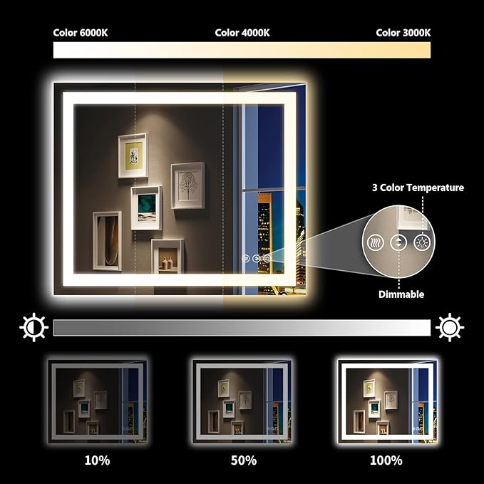 48x36 Inch LED Bathroom Mirror - Image 4