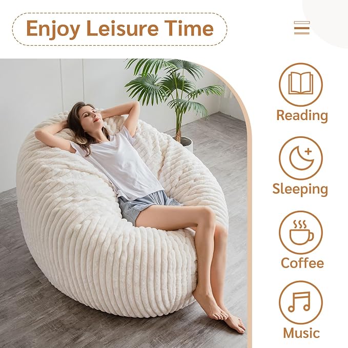 BYBYME 3 in 1 Bean Bag Chairs, Bean Bag Bed - Image 7