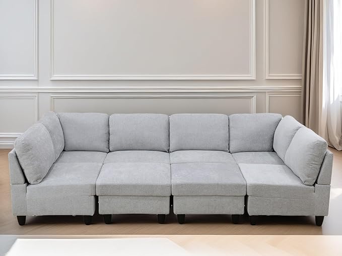 U Shaped Sectional Couch, Convertible Modular Sectional Sofa by FONTOI