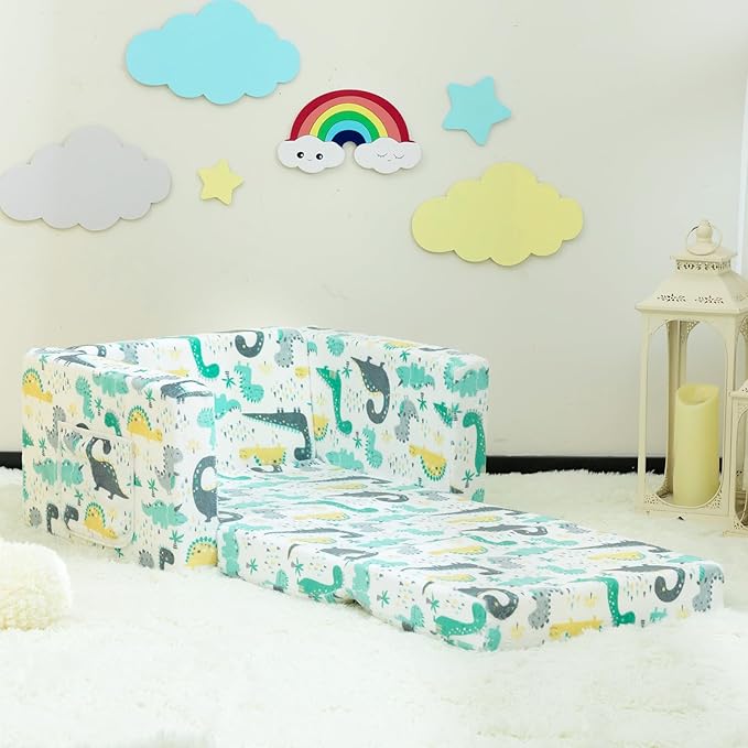 ALIMORDEN 2-in-1 Flip Out Cuddly Sherpa Toddler Couch, Convertible Sofa to - Image 5