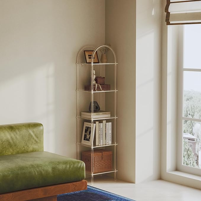 5-Tier Acrylic Arched Bookcase, 13.8''W x 11.8''D x 57.1''H, Open Display Book - Image 7