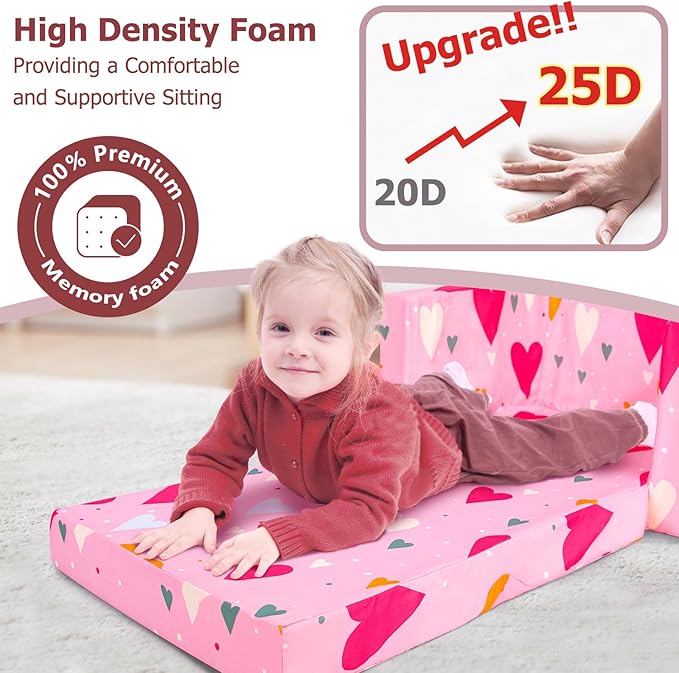 Kids Couch, 2-in-1 Kids Fold Out Sofa, Convertible Toddler Couch to Lounger - Image 4