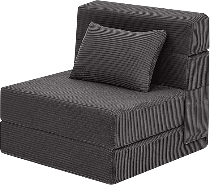 MeMoreCool Boneless Folding Sofa Bed Single, Corduroy Convertible Sleeper Chair by MeMoreCool