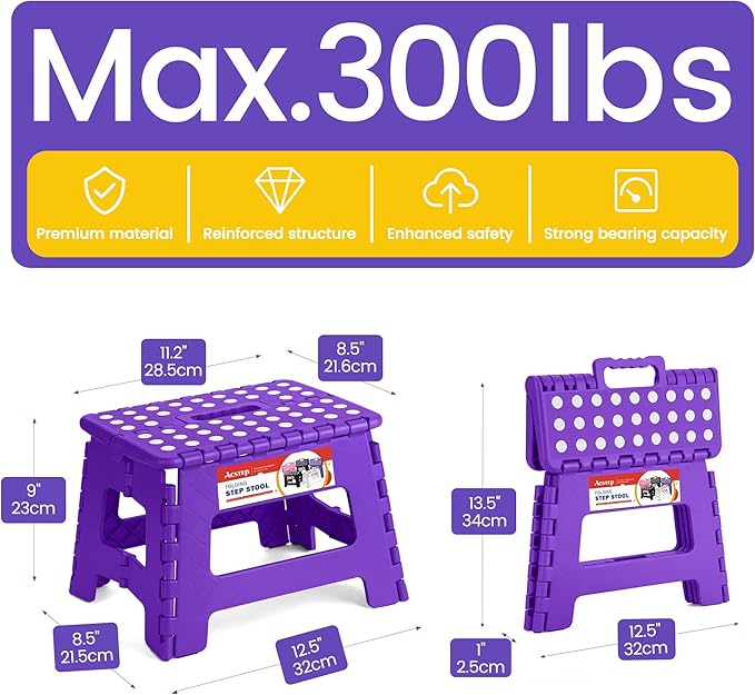 ACSTEP Folding Portable Collapsible Plastic Foldable Step Stool, Non Slip - Image 4