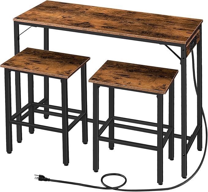 HOOBRO Bar Table and Chairs Set, 47.2" Dining Table Set by HOOBRO