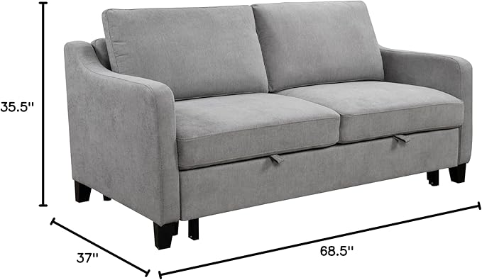ERYE Modern 3-in-1 Sofa Loveseat Convertible Sleeper Sofabed, Queen Size - Image 2