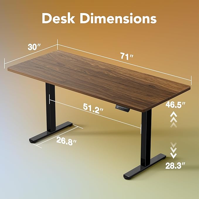 HUANUO 71 x 30 inch Electric Standing Desk Adjustable Height, 4 Memory Height - Image 2