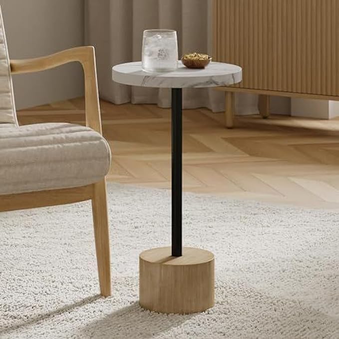 Round Metal Drink Table, Pedestal Drink Desk, Modern Home, and Living Room by Stead