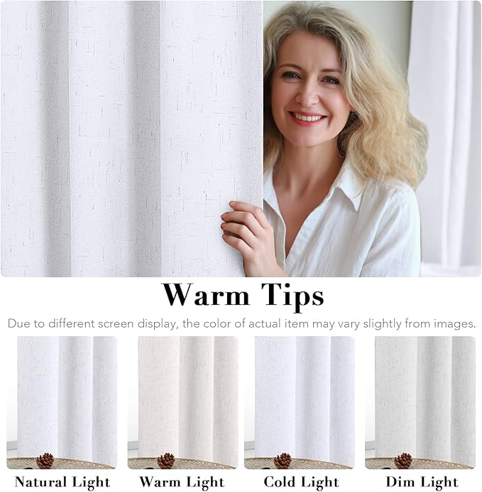 H.VERSAILTEX White Linen Blackout Curtains Durable Thick Textured Linen Look - Image 6