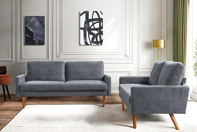 Kent 2 Piece Velvet Sofa and Loveseat Set, European Style - Image 2