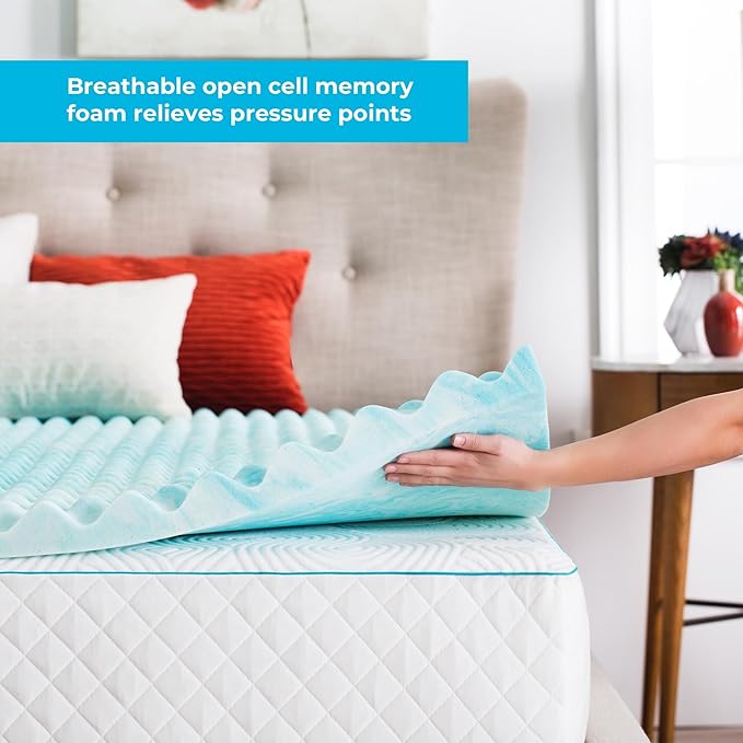 Linenspa 2 Inch Convoluted Gel Swirl Memory Foam Mattress Topper - Image 2