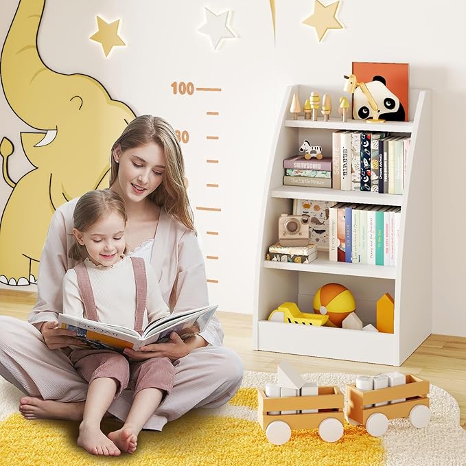 Kids Bookshelf and Toy Organizer, 4 Tier Kids Book Shelf - Image 2