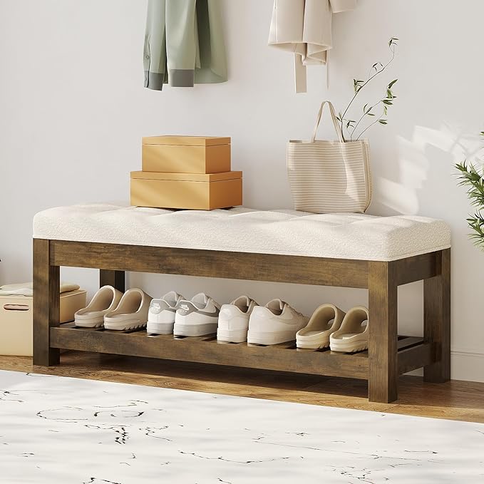 Large Upholstered Ottoman Bench Entryway Storage Benches Tufted Linen Ottoman by Welfuturer