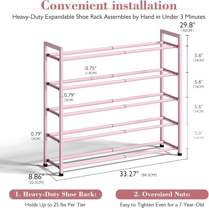 Bumusty 5-Tier Expandable Shoe Rack - Image 3