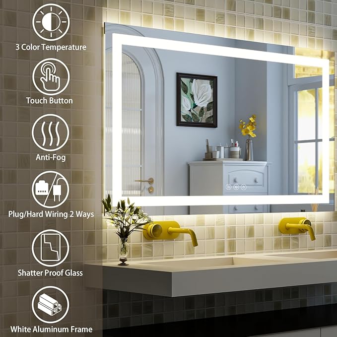 48'' x 32'' LED Bathroom Mirror - Image 4