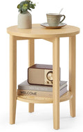 VASAGLE Round Side End Table, 2-Tier Boho Bedside Table by VASAGLEbySONGMICSHOME