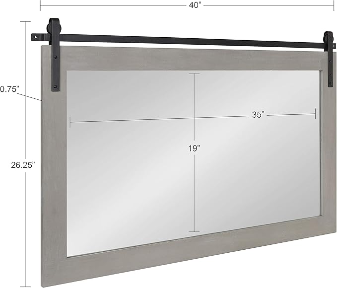 Kate and Laurel Cates Farmhouse Horizontal Wood Framed Wall Mirror, 40 x 26 - Image 6