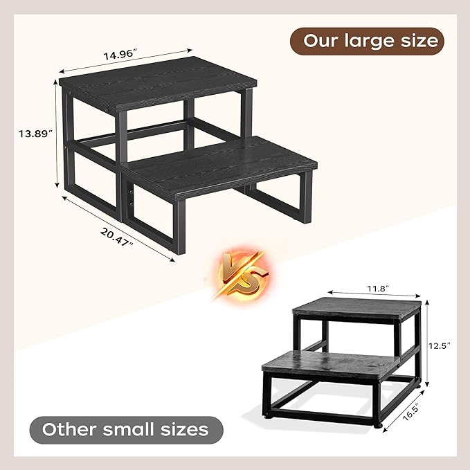 Homeiju 3 in 1 Step Stools for Adults Kids Toddler, Heavy Duty Wooden Step Stool - Image 7