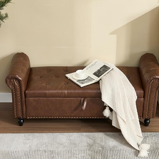 Furniliving 55” End of Bed Bench, Bedroom Bench - Image 6