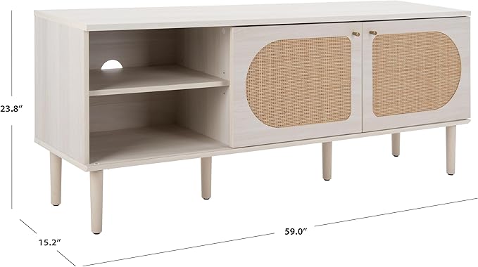SAFAVIEH Claude TV Stand for up to 65" Flatscreen – Bleached White & Natural - Image 2
