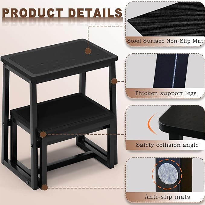 Step Stool for Kids Adults, Holds up to 500Lb, 3 in1 Heavy Duty Sturdy Two Foot - Image 3
