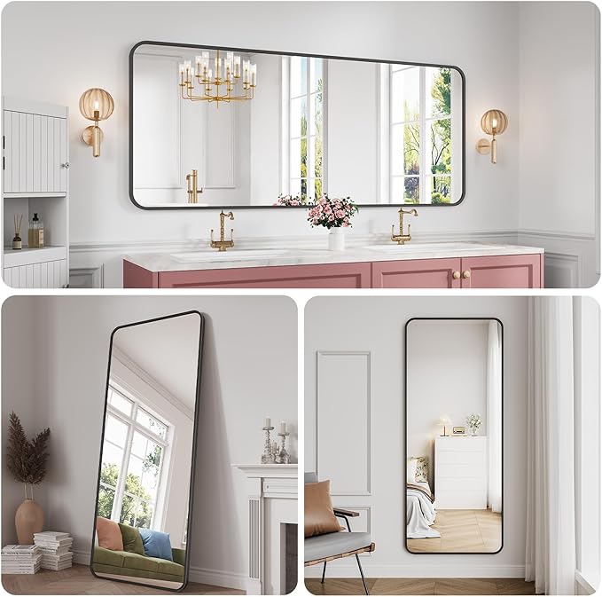 Koonmi Metal Framed Bathroom Mirror, High-Definition Tempered Glass Bathroom - Image 3