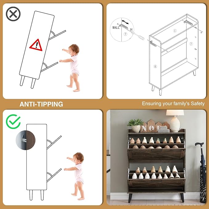 Shoe Storage Cabinet, Farmhouse Shoe Organizer - Image 6