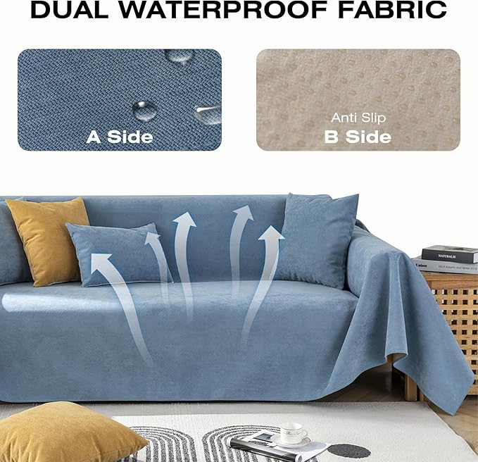 STACYPIK 100% Waterproof Blue Couch Cover - Image 2