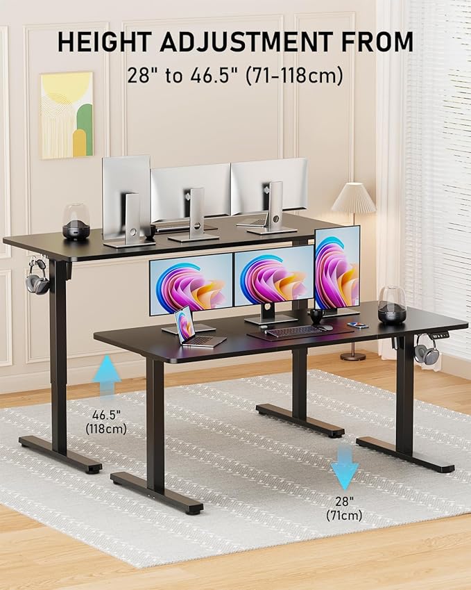 Standing Desk, Large Height Adjustable Electric Stand up Desk, 55 x 24 Inches - Image 4