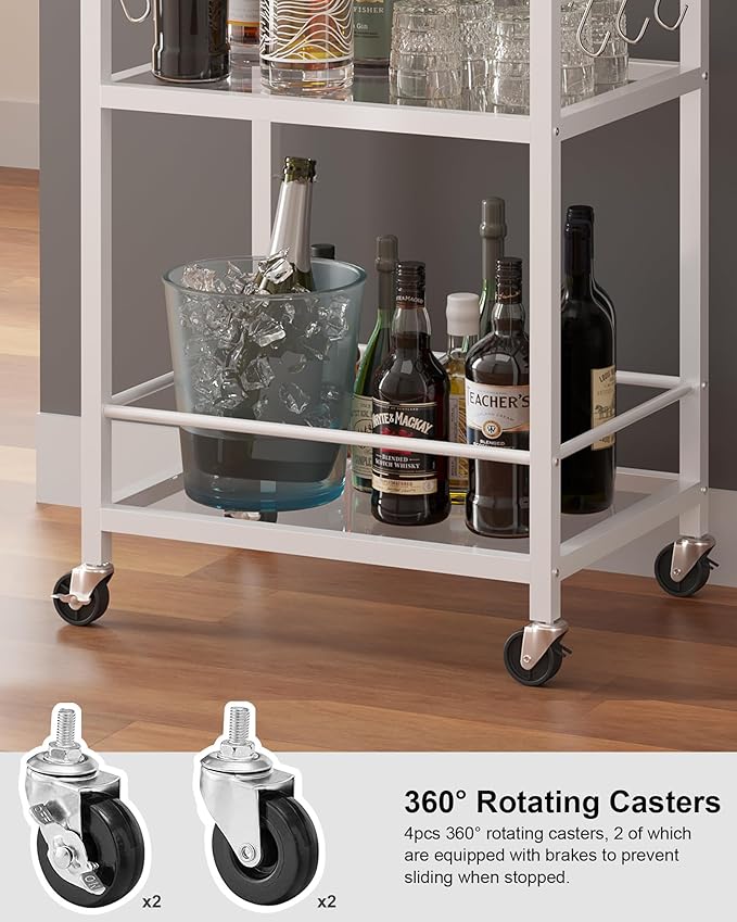 TUTOTAK Bar Cart, Home Bar Serving Cart, Drink Cart - Image 6