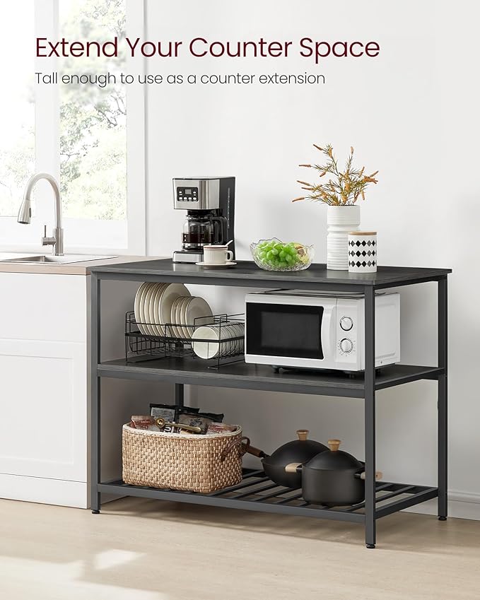 VASAGLE Kitchen Island with 3 Shelves, 47.2 Inches Width Kitchen Shelf with - Image 4