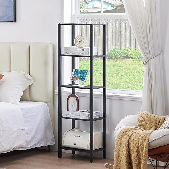 54in Tall Bookshelf 5-Tier Small Narrow Bookcase, Skinny Book Shelf - Image 7