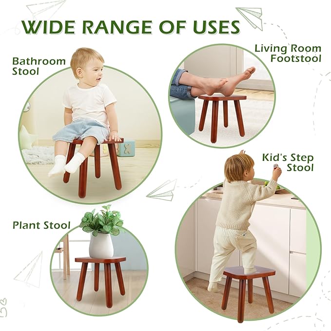 BEE&OAK Wooden Step Stools for Adults, Solid Rubber Wood Non-Slip Step Foot - Image 3