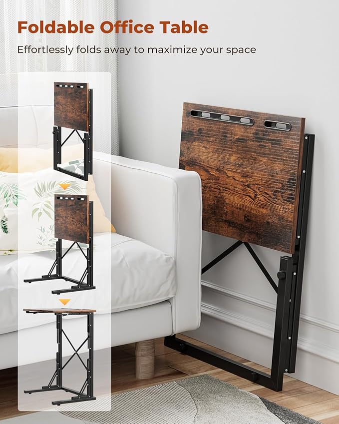 21''Wx28''H Folding TV Tray for Eating, Small Foldable C-Shaped Tray Table - Image 4