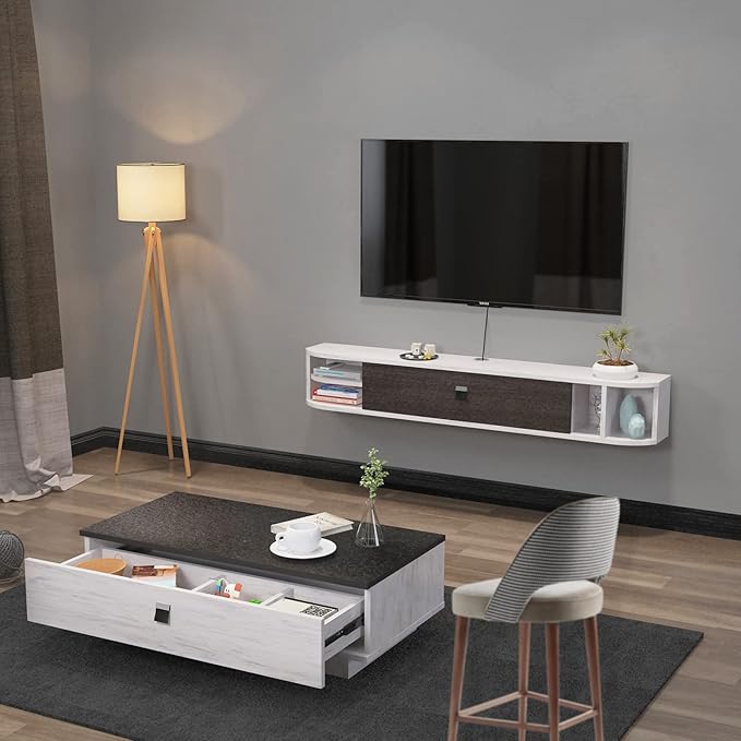 Pmnianhua Modern Floating TV Stand, Floating TV Console, Wall Mounted TV Cabinet - Image 7