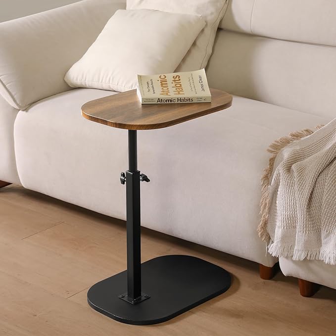 360° Swivel Top C Table for Small Place, Adiustable Height Couch Side Tables - Image 5