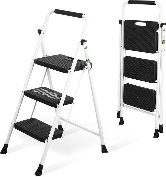 3 Step Ladder, Portable Steel Folding Step Stool by Arbusb