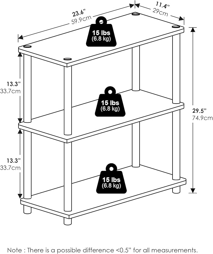 Furinno Turn-N-Tube 3-Tier Compact Multipurpose Shelf Display Rack, Amber - Image 3