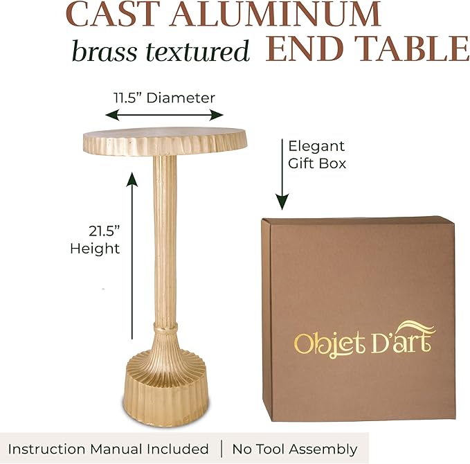 OBJET D'ART Small Round Gold End Tables, Vintage Metal Accent, Coctail and - Image 2