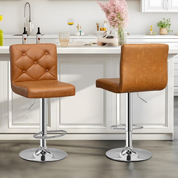 VECELO Adjustable Bar Stools Set of 2, Bar Height Stools by VECELO