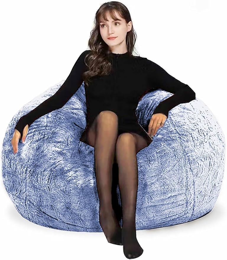 Bean Bag Chair for Adults Kids Without Filling Comfy Fluffy Round Beanbag Lazy by FunnyFurnitureforYourHous