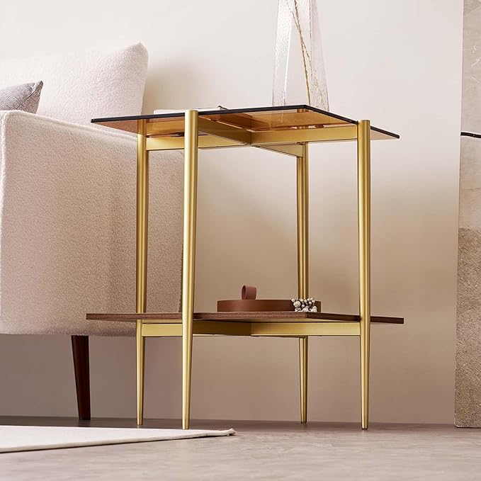 Glass End Table, Mid-Century Modern Design Sofa Table, L41 x W21 x H17 - Image 4