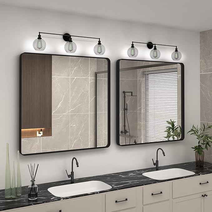 36x36 Square Black Bathroom Mirror, Matte Framed Bathroom Vanity Mirror - Image 6