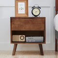 Uniclinens Nightstand with Drawer and Opening Storage, Modern Solid Rubberwood by Uniclinens