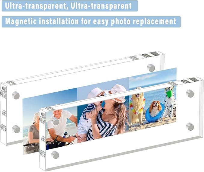 HELPLEX Acrylic Frame, 3 Pack 2x6 Acrylic Picture Frames, 20mm Thicker - Image 3