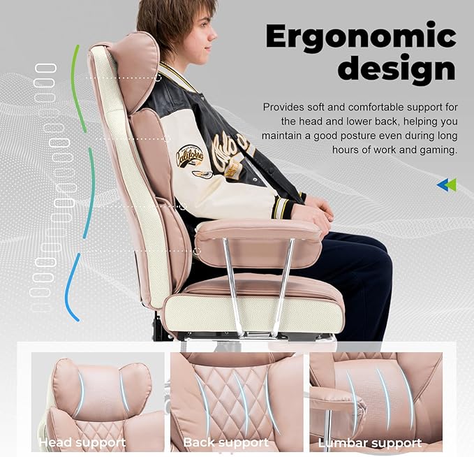 COMHOMA Big and Tall Office Chair, High Back Leather Gaming Chair - Image 3