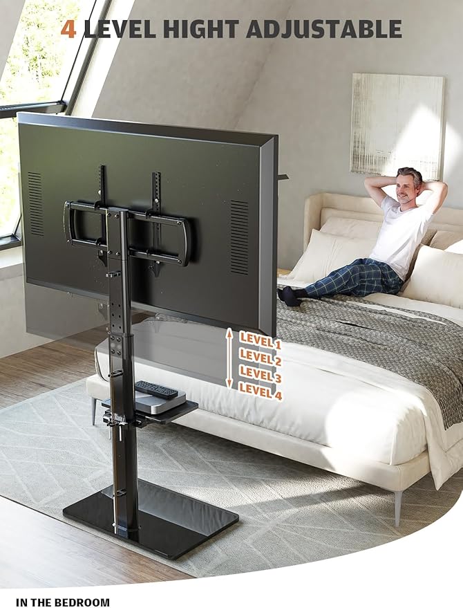 Universal Floor TV Stand with Mount 80 Degree Swivel Height Adjustable and - Image 5