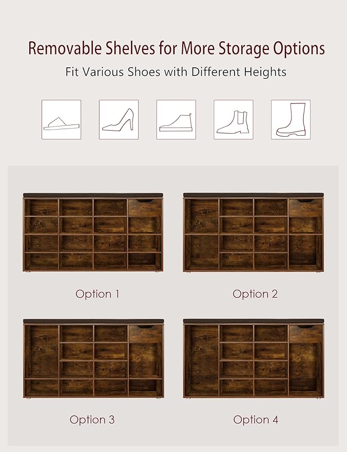 DINZI LVJ Shoe Bench, Entryway Storage Bench - Image 7