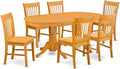 East West Furniture VANO7-OAK-W 7 Piece Dining Set Consist of an Oval Dining by EastWestFurniture
