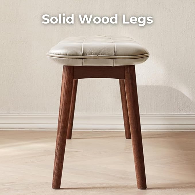 Upholstered Bench, 51.18 in Natural Oak Wood - Image 7